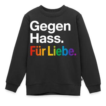 Regenbogen Liebe Statement Spruch Shirt CSD - Kinder Premium Organic Sweatshirt - Schwarz - Vorne - AI Model Kid Female (0cm)