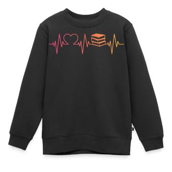 Buch Sonnenuntergang liest betrunkenen Herzschlag - Kinder Premium Organic Sweatshirt - Schwarz - Vorne - AI Model Kid Female (0cm)