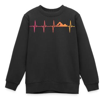 Schwimmendes Sonnenuntergangs-Herzschlag-Schwimmergeschenk - Kinder Premium Organic Sweatshirt - Schwarz - Vorne - AI Model Kid Female (0cm)