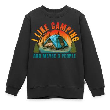 ICH CAMPE GERNE UND VIELLEICHT DREI LEUTE - Kinder Premium Organic Sweatshirt - Schwarz - Vorne - AI Model Kid Female (0cm)