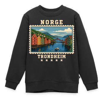 Norwegen Trondheim Vintage Reisemarke - Kinder Premium Organic Sweatshirt - Schwarz - Vorne - AI Model Kid Female (0cm)