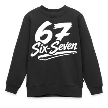 six seven | Number duo 6 and 7 | Cheerful Digits - Kids Premium Organic Sweatshirt - black - Front - AI Model Kid Female (0cm)