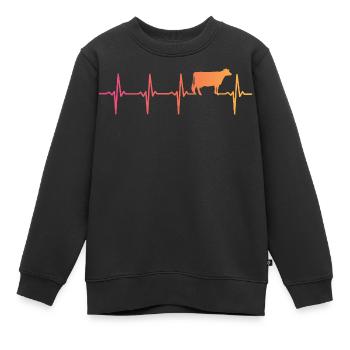 Kuh Sonnenuntergang Herzschlag Kuh Bauer - Kinder Premium Organic Sweatshirt - Schwarz - Vorne - AI Model Kid Female (0cm)