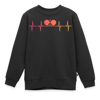 Tischtennistisch mit Sonnenuntergang Herzschlag - Kinder Premium Organic Sweatshirt - Schwarz - Vorne - AI Model Kid Female (0cm)