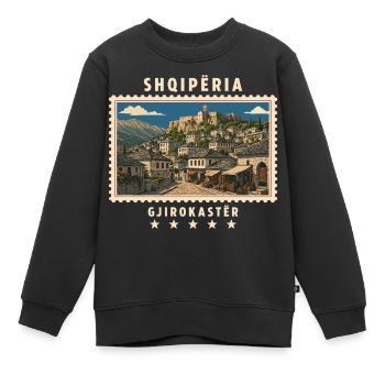 Albanien Gjirokastër Vintage Reisemarke - Kinder Premium Organic Sweatshirt - Schwarz - Vorne - AI Model Kid Female (0cm)