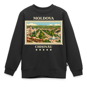 Moldau Chișinău Vintage Reisemarke - Kinder Premium Organic Sweatshirt - Schwarz - Vorne - AI Model Kid Female (0cm)