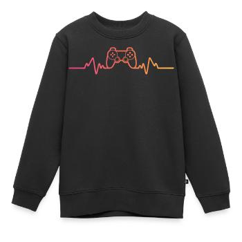 Gamer Sunset Heartbeat Gaming - Kinder Premium Organic Sweatshirt - Schwarz - Vorne - AI Model Kid Female (0cm)