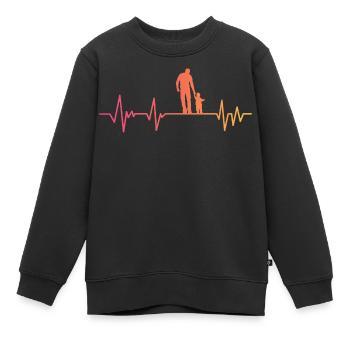 Father and Son Heartbeat Gift Dad Son - Kids Premium Organic Sweatshirt - black - Front - AI Model Kid Female (0cm)