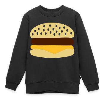 Burger - Sweat Premium enfant bio - noir - Devant - AI Model Kid Female (0cm)