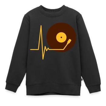 Vinyl Schallplatte Musik Puls Herzschlag Frequenz - Kinder Premium Organic Sweatshirt - Schwarz - Vorne - AI Model Kid Female (0cm)