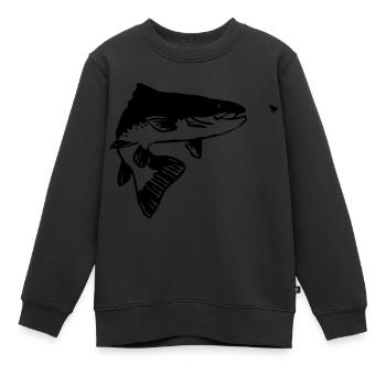 Truite - Sweat Premium enfant bio - noir - Devant - AI Model Kid Female (0cm)