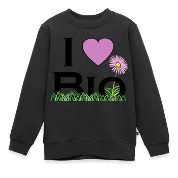 i love bio - Sweat Premium enfant bio - noir - Devant - AI Model Kid Female (0cm)
