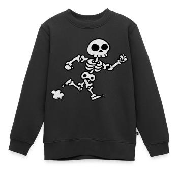squelette qui court - Sweat Premium enfant bio - noir - Devant - AI Model Kid Female (0cm)