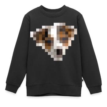Jack Russell Terrier - 16x16 pixels - vue depuis - Sweat Premium enfant bio - noir - Devant - AI Model Kid Female (0cm)