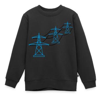 reihe muster viele trasse strom mast strommast ele - Kinder Premium Organic Sweatshirt - Schwarz - Vorne - AI Model Kid Female (0cm)