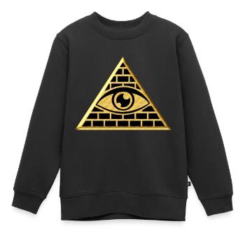 Alles sehendes Auge, Pyramide, Dreieck, Freimaurer - Kinder Premium Organic Sweatshirt - Schwarz - Vorne - AI Model Kid Female (0cm)