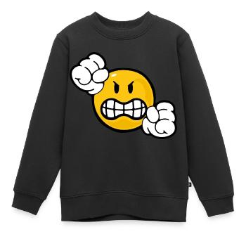 Smiley Anger - Sweat Premium enfant bio - noir - Devant - AI Model Kid Female (0cm)