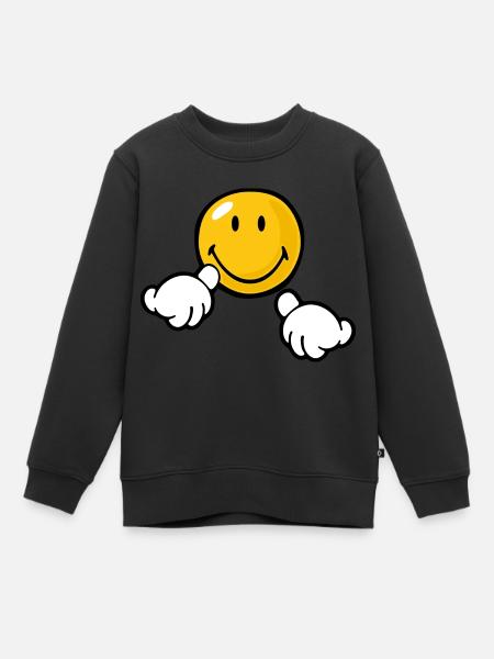 Smiley Attention - Sweat Premium enfant bio - noir