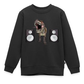 Boîtes de haut-parleurs avec des dinosaures - Sweat Premium enfant bio - noir - Devant - AI Model Kid Female (0cm)