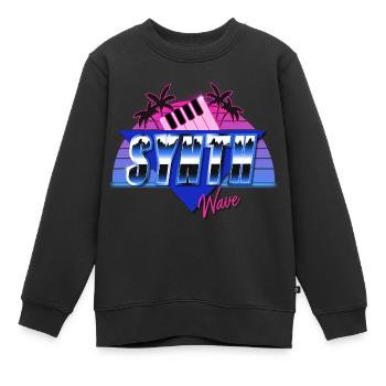 Synthwave - Kinder Premium Organic Sweatshirt - Schwarz - Vorne - AI Model Kid Female (0cm)