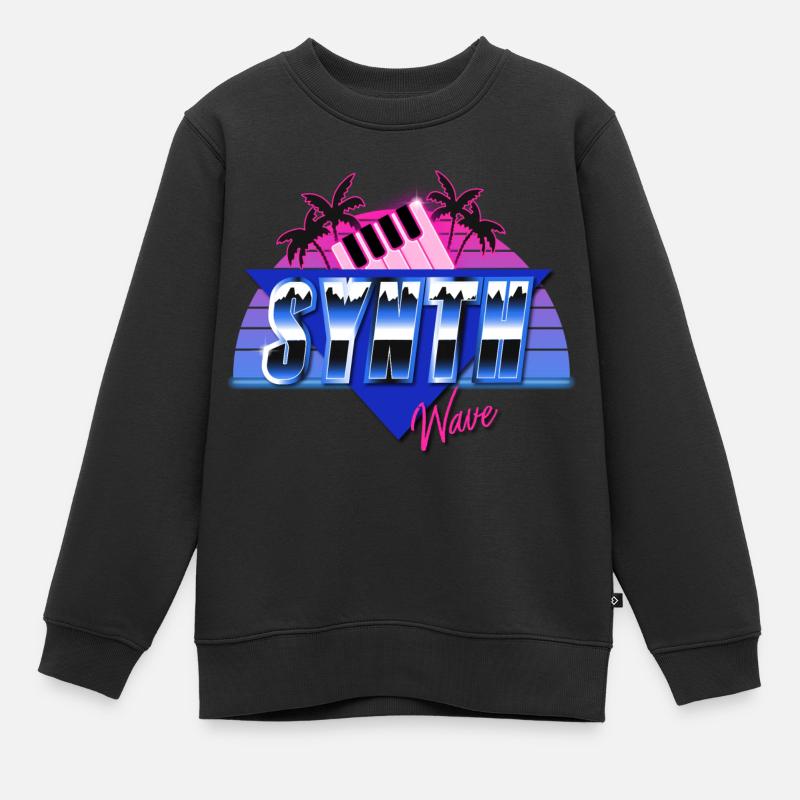 Synthwave - Sweat Premium enfant bio - noir