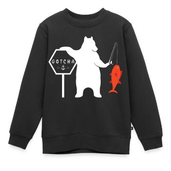 Angeln Fischer Fischen Angler Geschenk Fischerei - Kinder Premium Organic Sweatshirt - Schwarz - Vorne - AI Model Kid Female (0cm)
