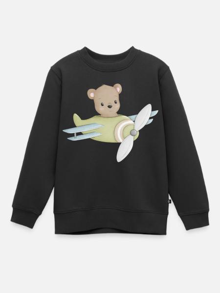 Bär im Flugzeug - Kinder Premium Organic Sweatshirt - Schwarz