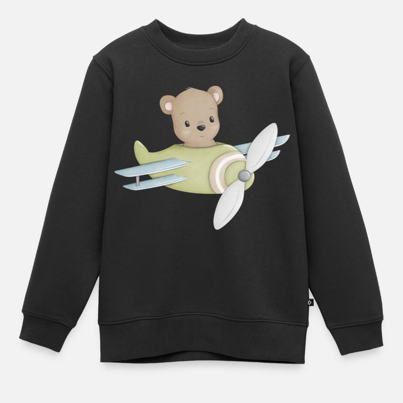 Ours dans l’avion - Sweat Premium enfant bio - noir