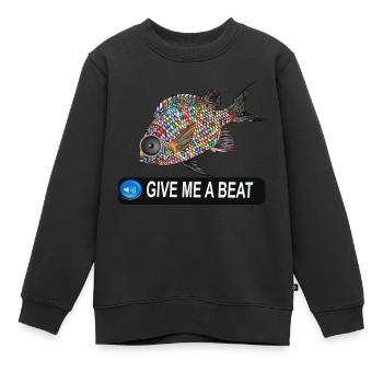 GIVE ME A BEAT FISH ! - Sweat Premium enfant bio - noir - Devant - AI Model Kid Female (0cm)