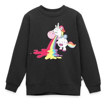 La licorne vomit l’arc-en-ciel Personnalisation - Sweat Premium enfant bio - noir - Devant - AI Model Kid Female (0cm)