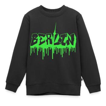 Berlin Green Graffiti mit Fernsehturm - Kinder Premium Organic Sweatshirt - Schwarz - Vorne - AI Model Kid Female (0cm)