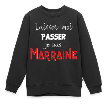 laisse-moi passer je suis marraine - Sweat Premium enfant bio - noir - Devant - AI Model Kid Female (0cm)