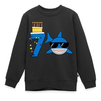 7 Cadeau d’anniversaire Requin drôle 7 ans - Sweat Premium enfant bio - noir - Devant - AI Model Kid Female (0cm)