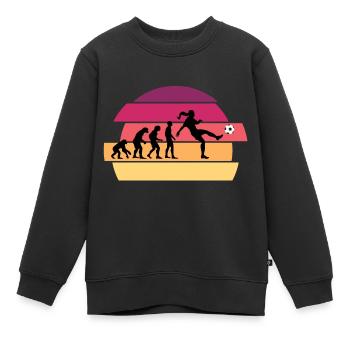 Evolution der Menschheit: Frauenfußball - Kinder Premium Organic Sweatshirt - Schwarz - Vorne - AI Model Kid Female (0cm)