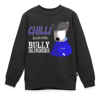 Bull Terrier Chill parodie - Sweat Premium enfant bio - noir - Devant - AI Model Kid Female (0cm)