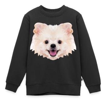 Spitz nain Polyart - Sweat Premium enfant bio - noir - Devant - AI Model Kid Female (0cm)