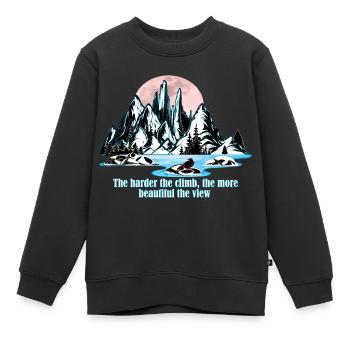 Fluss am Berg mit schöner Aussicht. - Kinder Premium Organic Sweatshirt - Schwarz - Vorne - AI Model Kid Female (0cm)