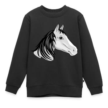Pferdekopf - Kinder Premium Organic Sweatshirt - Schwarz - Vorne - AI Model Kid Female (0cm)