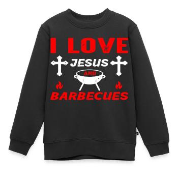 I love Jesus and Barbecue - Kinder Premium Organic Sweatshirt - Schwarz - Vorne - AI Model Kid Female (0cm)
