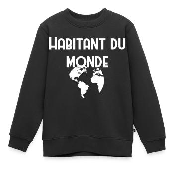 Habitant du monde - voyage - roadtrip - Sweat Premium enfant bio - noir - Devant - AI Model Kid Female (0cm)