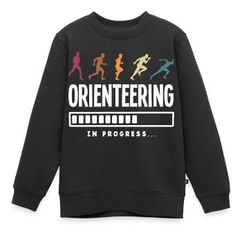 Orienteer Runner Running Orienteering - Kids Premium Organic Sweatshirt - black - Front - AI Model Kid Female (0cm)