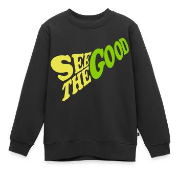 voir la bonne citation - Sweat Premium enfant bio - noir - Devant - AI Model Kid Female (0cm)