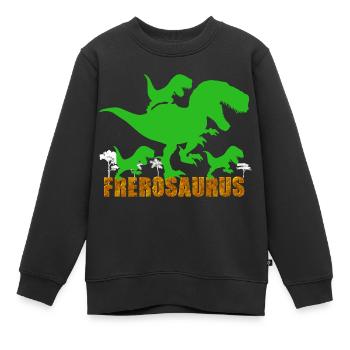 Frèrosaurus Citation Frère Dinosaure Cadeau - Sweat Premium enfant bio - noir - Devant - AI Model Kid Female (0cm)