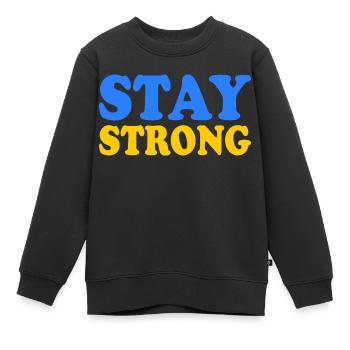 Stay strong - Sweat Premium enfant bio - noir - Devant - AI Model Kid Female (0cm)