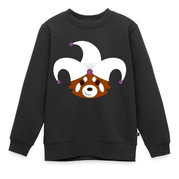 Roter Panda verkleidet als Harlekin für Halloween - Kinder Premium Organic Sweatshirt - Schwarz - Vorne - AI Model Kid Female (0cm)