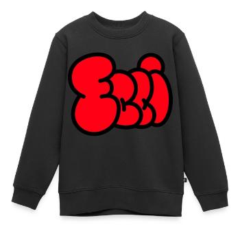 Police de bulle ELLI rouge - Sweat Premium enfant bio - noir - Devant - AI Model Kid Female (0cm)
