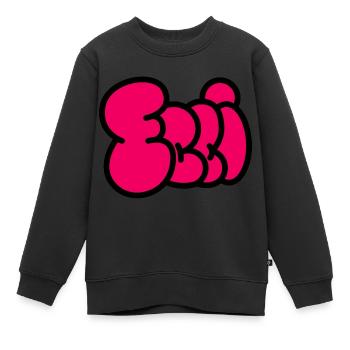Police de bulle ELLI rose - Sweat Premium enfant bio - noir - Devant - AI Model Kid Female (0cm)