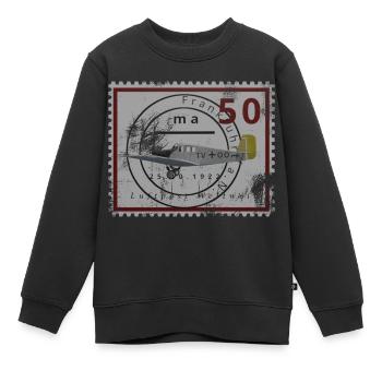 Historische Briefmarke der Luftfahrt, phantasie - Kinder Premium Organic Sweatshirt - Schwarz - Vorne - AI Model Kid Female (0cm)