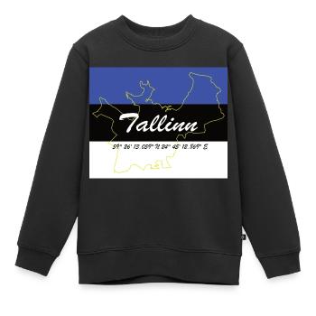 Tallinn - Hauptstadt mit GPS & Flagge - Kinder Premium Organic Sweatshirt - Schwarz - Vorne - AI Model Kid Female (0cm)