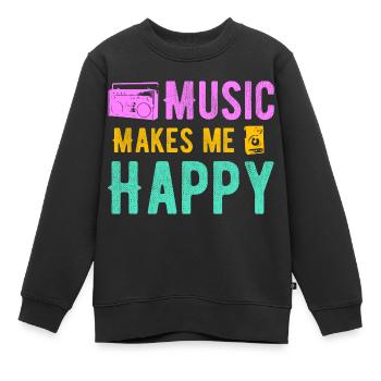 La musique me rend heureux - Sweat Premium enfant bio - noir - Devant - AI Model Kid Female (0cm)